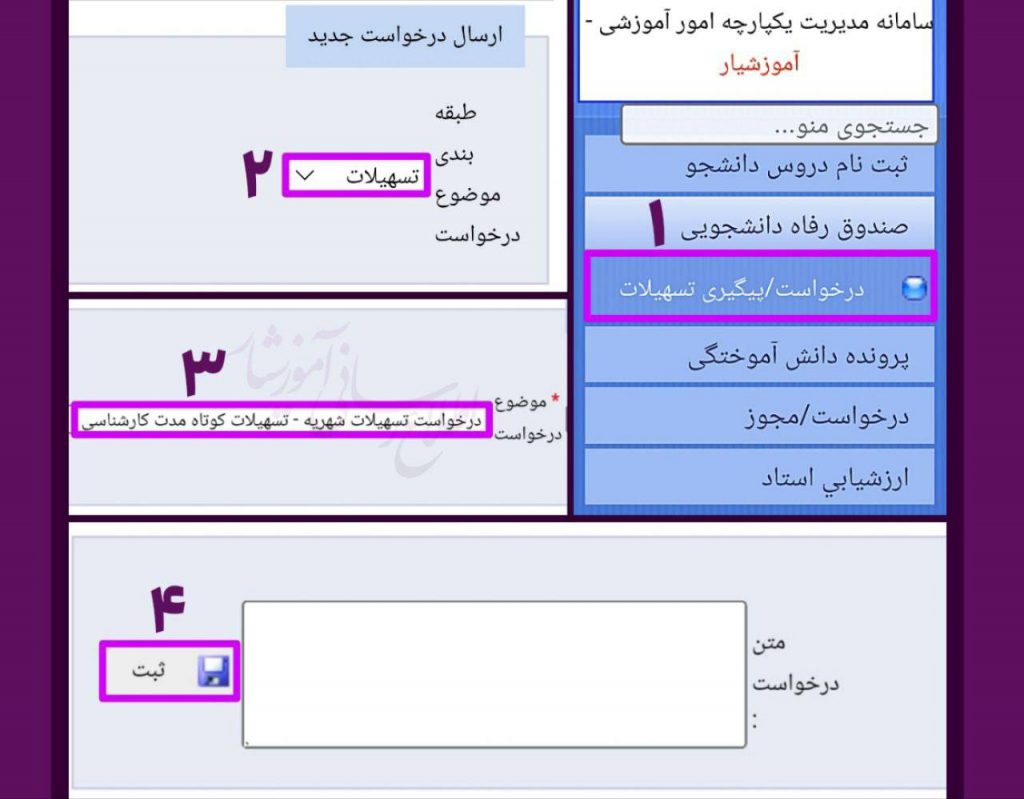 تسهیلات شهریه - تسهیلات کوتاه مدت کارشناسی